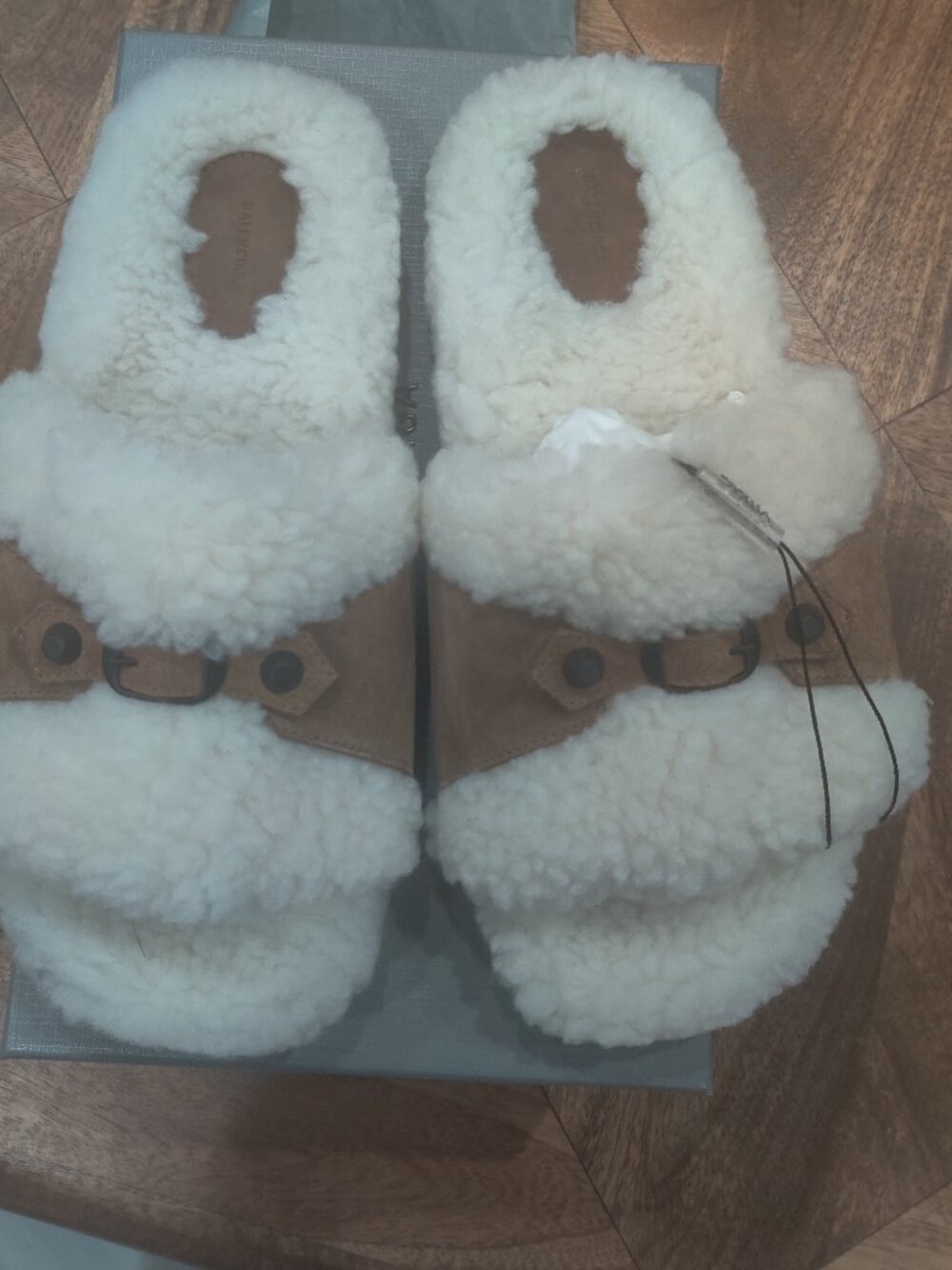 Balenciaga suede furry slides size 42 New $818.00